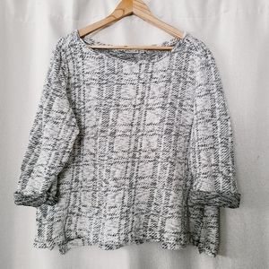 Boxy Heathered Grey Plaid Sweater